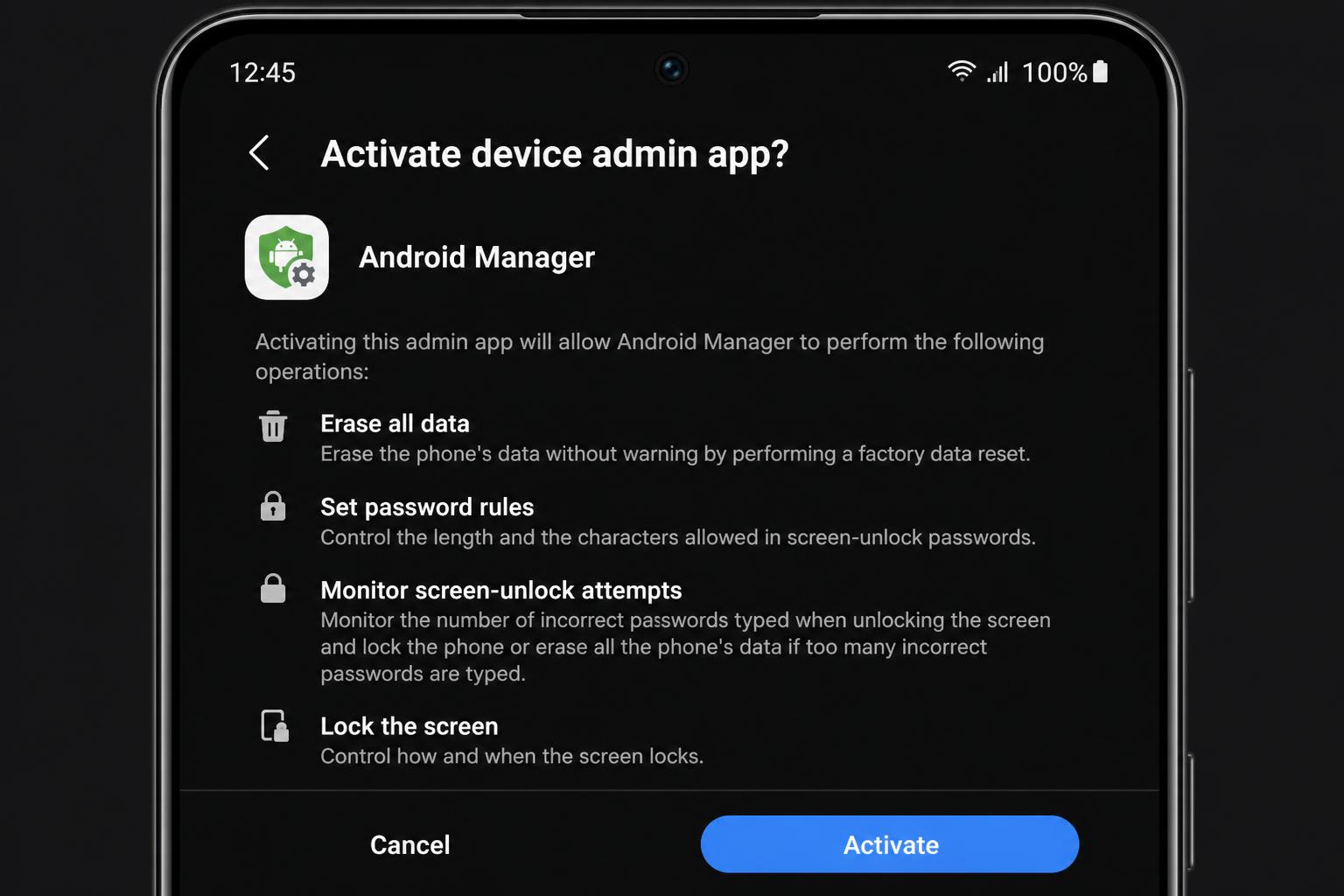 Spy Tesco setup step 5 — activate device admin